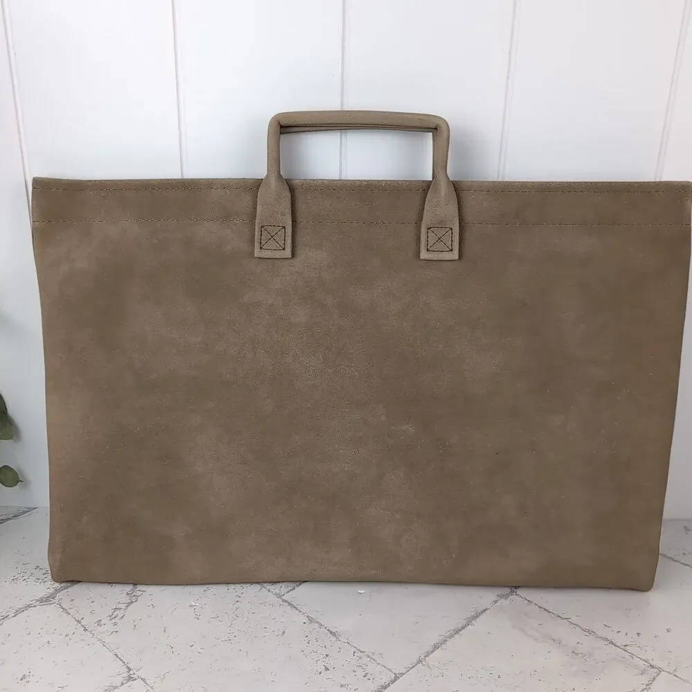 Vintage Hazel Mojave Suede Portfolio Document Briefcase Messenger Bag Tan